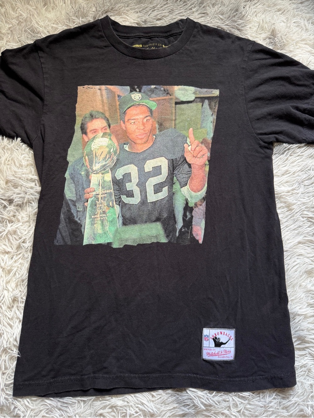 Mitchell & Ness Black Graphic Tee with Yellow Logo